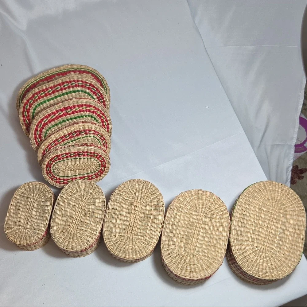 VTG 70s Nesting Baskets w Lids & Handles Set of 5, People's Republic of China